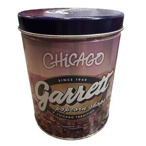 Chicago Tradition Garrett Mini 5" Empty Popcorn Tin Container Blue Skyline